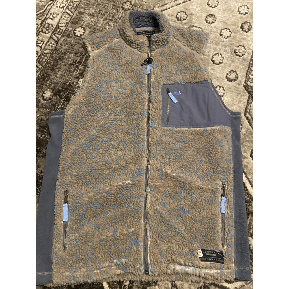 Southern Marsh Tan and Light Blue Sherpa Vest